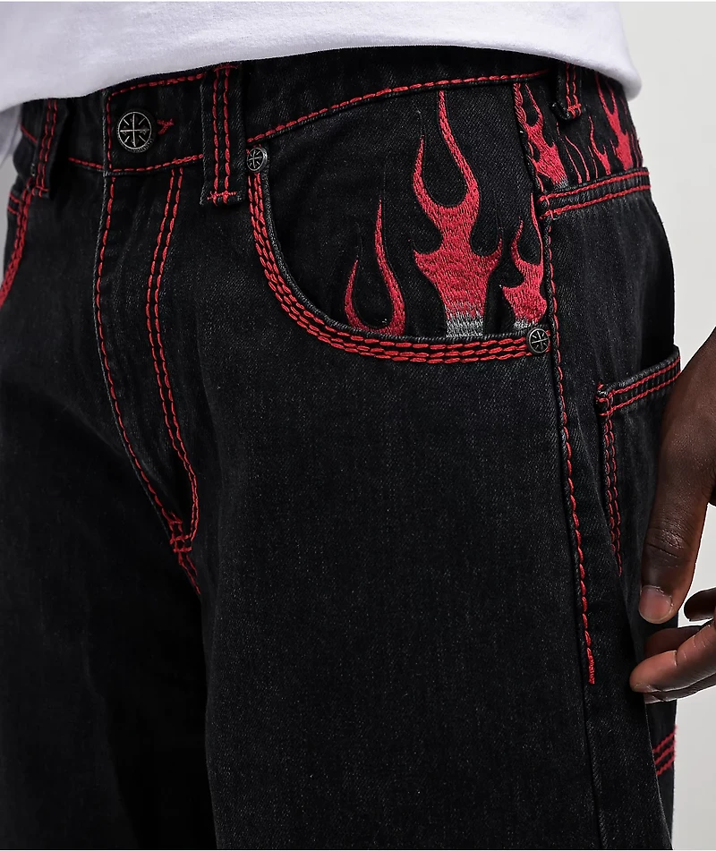 Affliction Flameful Faith Black Wide Leg Jeans