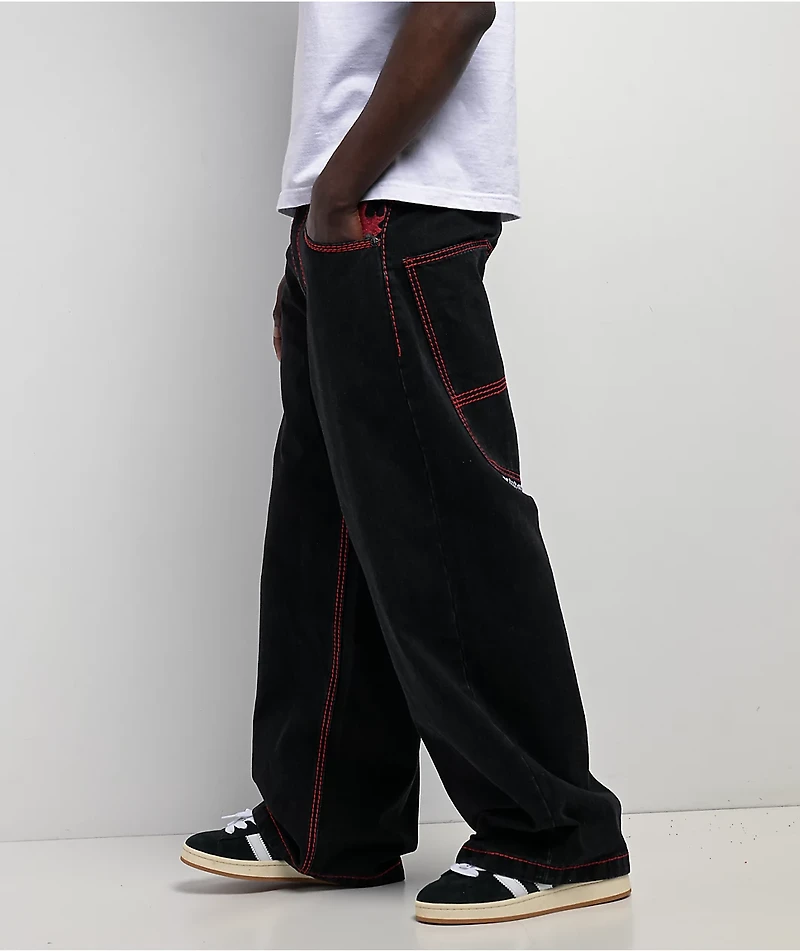 Affliction Flameful Faith Black Wide Leg Jeans