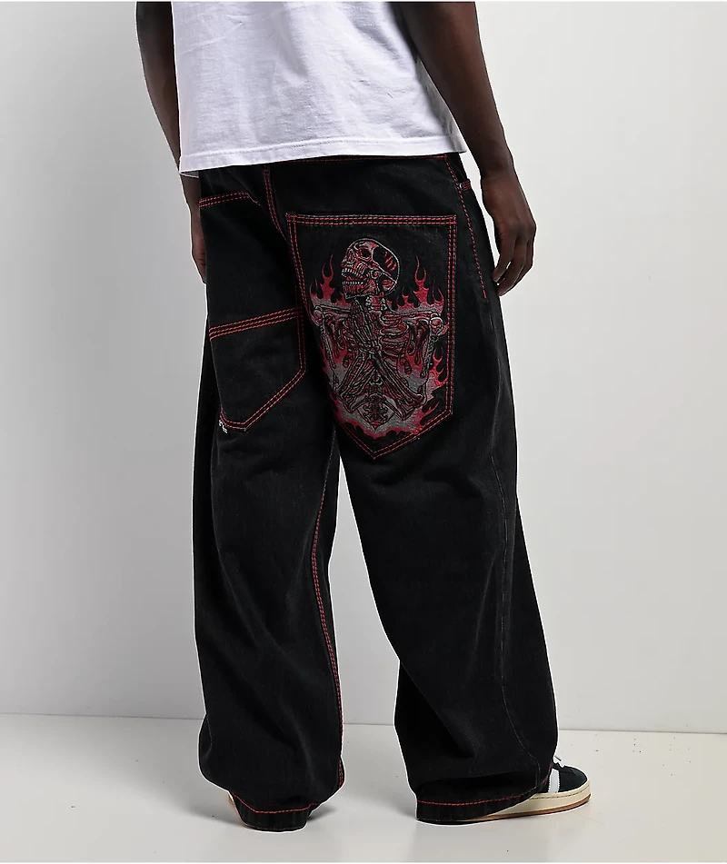 Affliction Flameful Faith Black Wide Leg Jeans