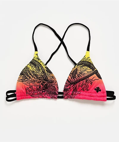 Affliction Flaming Dragon Gradient Triangle Bikini Top
