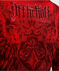 Affliction Fleuresque Red Wash Thermal Long Sleeve T-Shirt