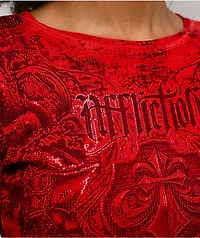 Affliction Fleuresque Red Wash Thermal Long Sleeve T-Shirt