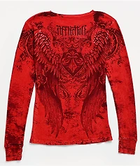 Affliction Fleuresque Red Wash Thermal Long Sleeve T-Shirt