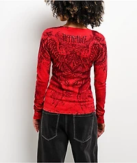 Affliction Fleuresque Red Wash Thermal Long Sleeve T-Shirt
