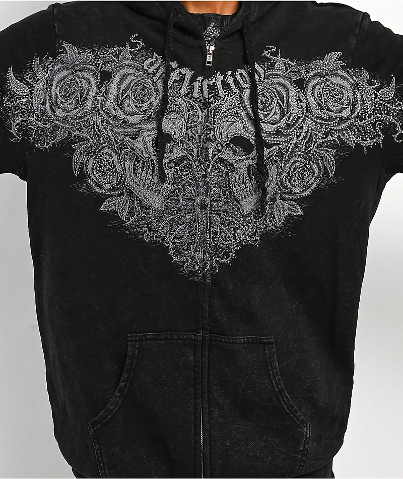 Affliction Forgotten Black Wash Zip Hoodie