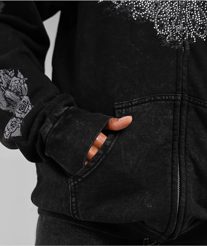 Affliction Forgotten Black Wash Zip Hoodie