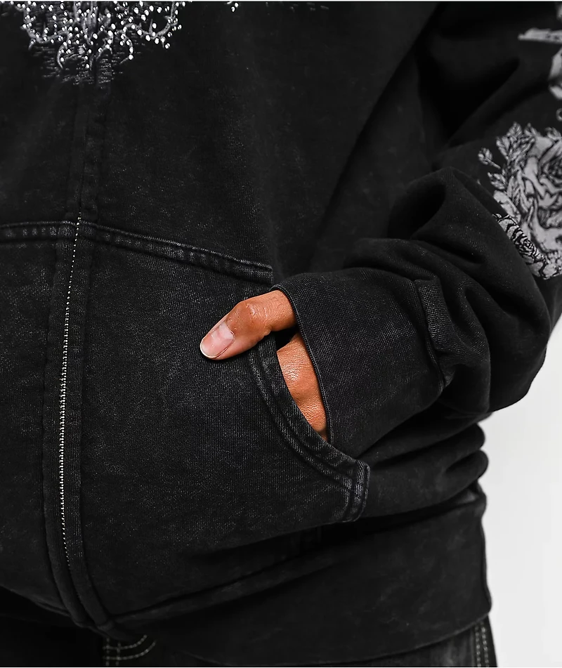 Affliction Forgotten Black Wash Zip Hoodie