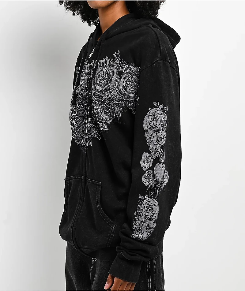 Affliction Forgotten Black Wash Zip Hoodie