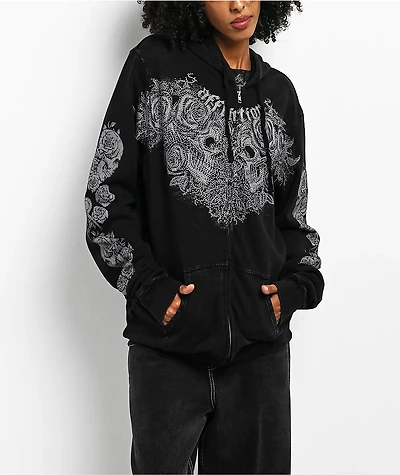 Affliction Forgotten Black Wash Zip Hoodie