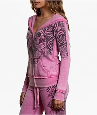 Affliction Forgotten Burnout Pink Wash Zip Hoodie