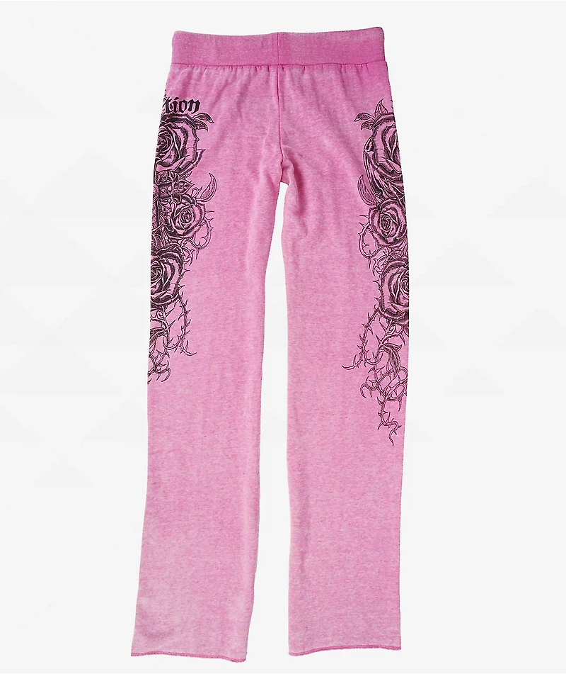 Affliction Forgotten Pink Wash Wide Leg Sweatpants