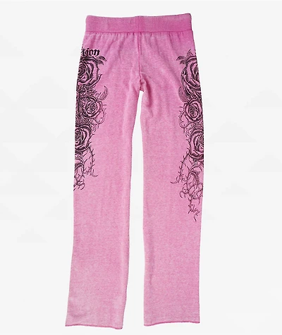 Affliction Forgotten Pink Wash Wide Leg Sweatpants