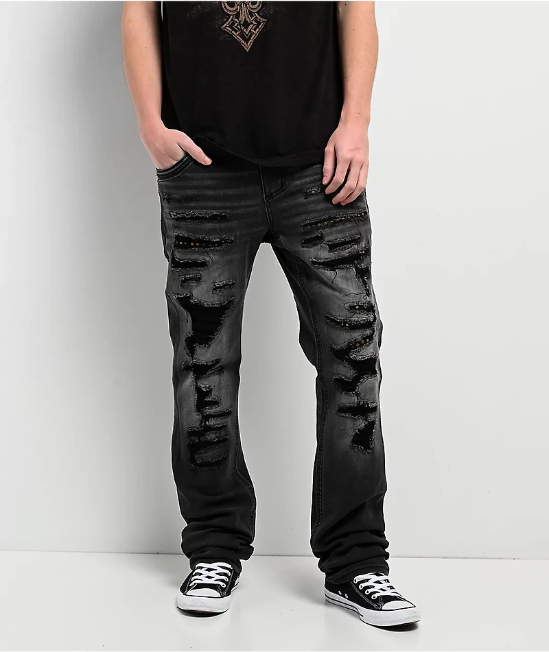 Affliction Gage Alchemy Black Wash Straight Leg Jeans