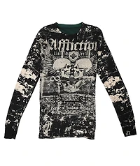 Affliction Garage Of Souls Reversible Black Wash Thermal Long Sleeve T-Shirt