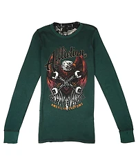 Affliction Garage Of Souls Reversible Black Wash Thermal Long Sleeve T-Shirt