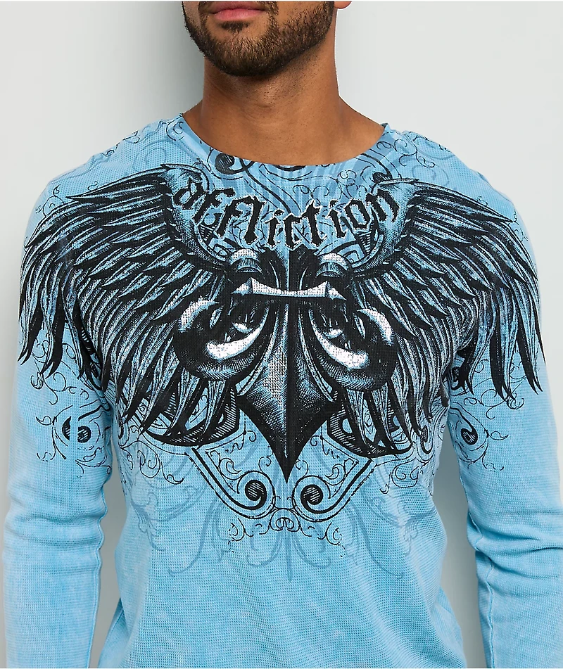 Affliction Ice Blade Blue Thermal Long Sleeve T-Shirt