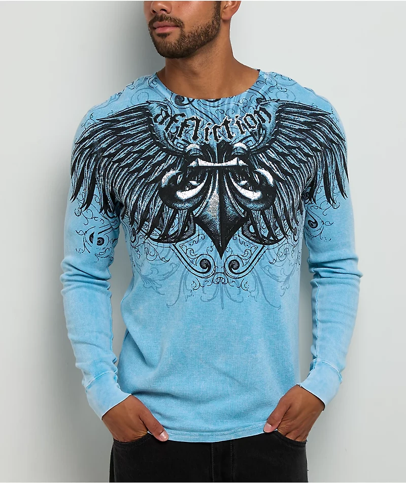 Affliction Ice Blade Blue Thermal Long Sleeve T-Shirt