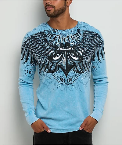 Affliction Ice Blade Blue Thermal Long Sleeve T-Shirt