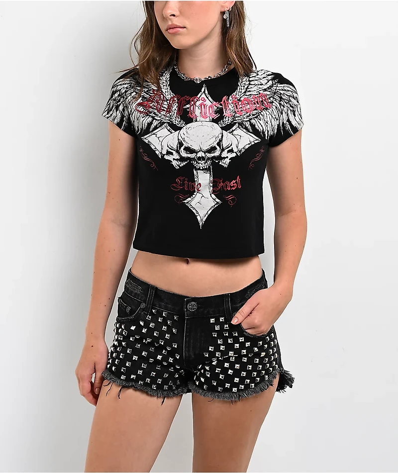 Affliction Imperial Life Black Crop T-Shirt