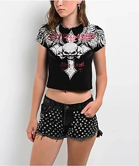 Affliction Imperial Life Black Crop T-Shirt