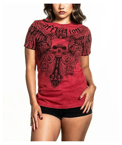 Affliction Indifference Red Wash T-Shirt