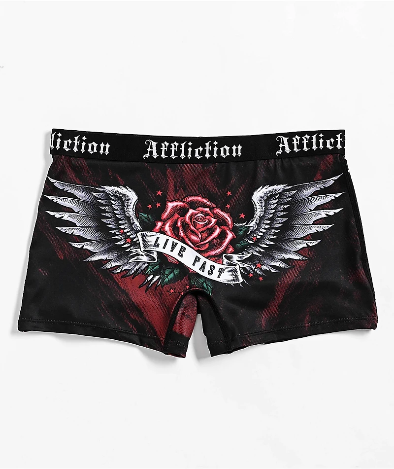 Affliction Ion Black & Red Boyshort Underwear