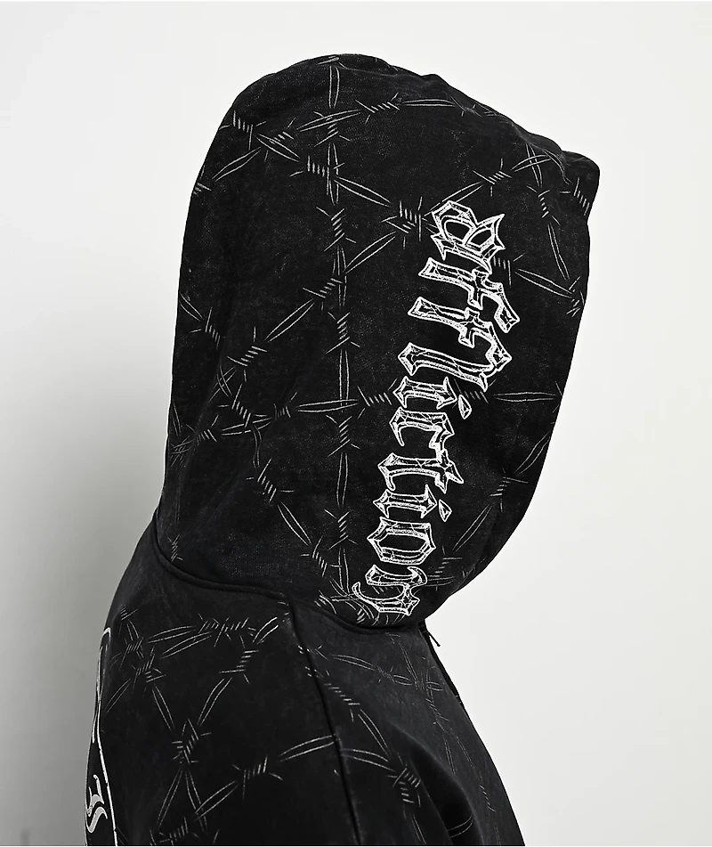 Affliction Iron Briar Black Wash Zip Hoodie