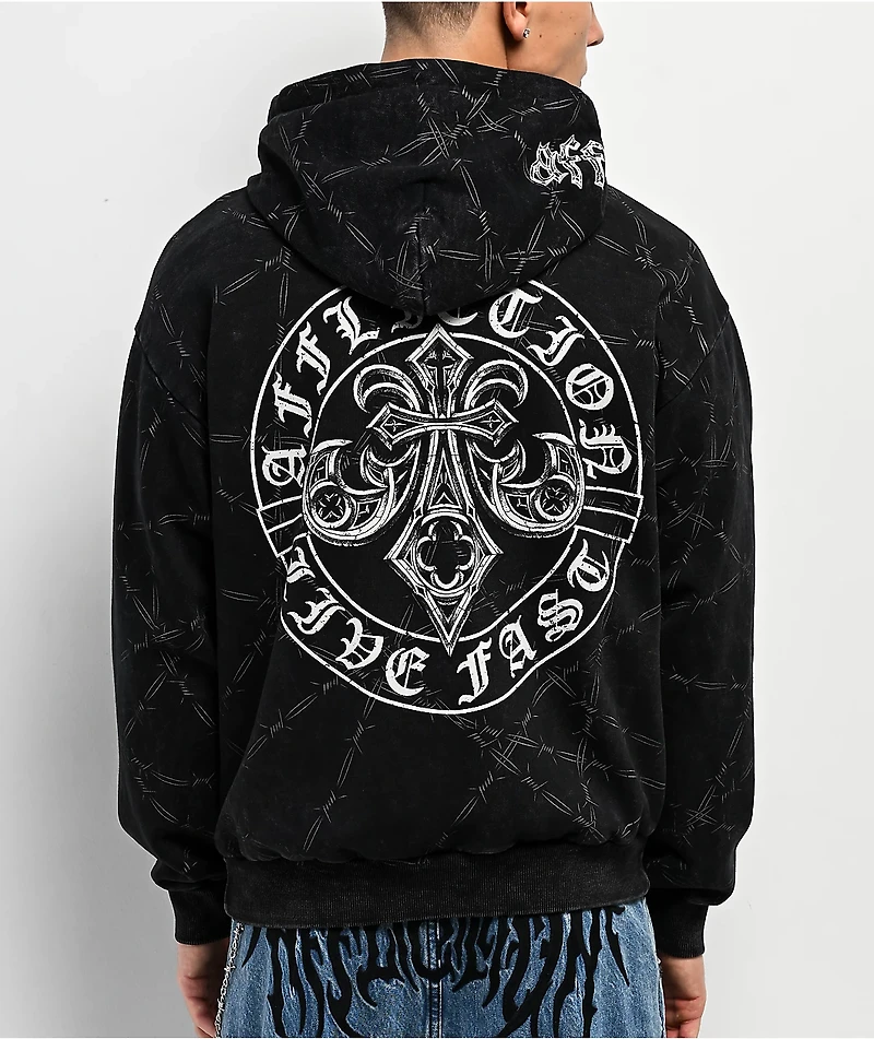 Affliction Iron Briar Black Wash Zip Hoodie