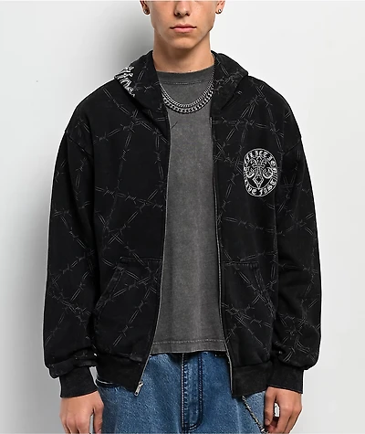 Affliction Iron Briar Black Wash Zip Hoodie