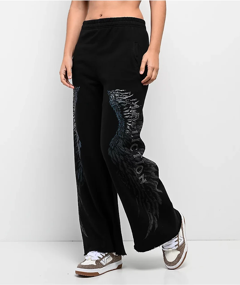 Affliction Isadore Black Wide Leg Sweatpants