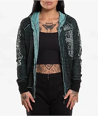 Affliction Jasmine Reversible Blue Zip Hoodie