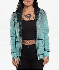 Affliction Jasmine Reversible Blue Zip Hoodie