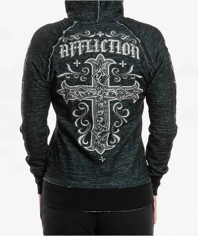 Affliction Jasmine Reversible Blue Zip Hoodie