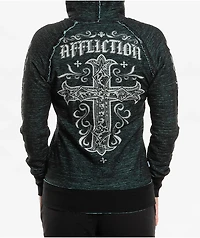 Affliction Jasmine Reversible Blue Zip Hoodie