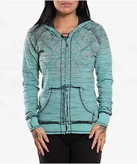 Affliction Jasmine Reversible Blue Zip Hoodie
