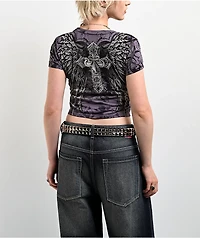 Affliction Jovial Purple Tie Dye Crop T-Shirt
