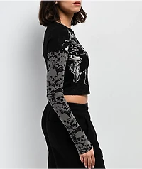 Affliction Jump Black 2Fer Long Sleeve Crop T-Shirt