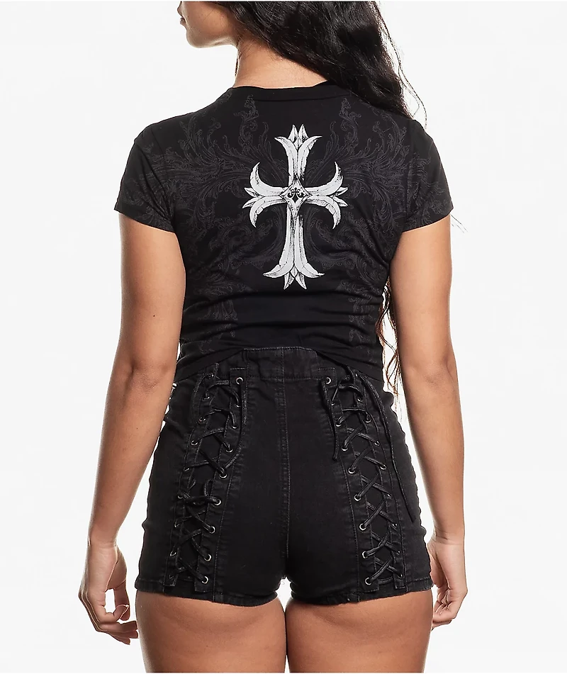 Affliction Jump Black Crop T-Shirt