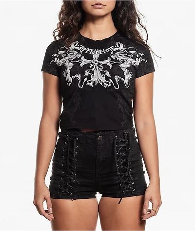 Affliction Jump Black Crop T-Shirt