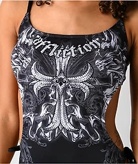 Affliction Jump Black One Piece Swimsuit