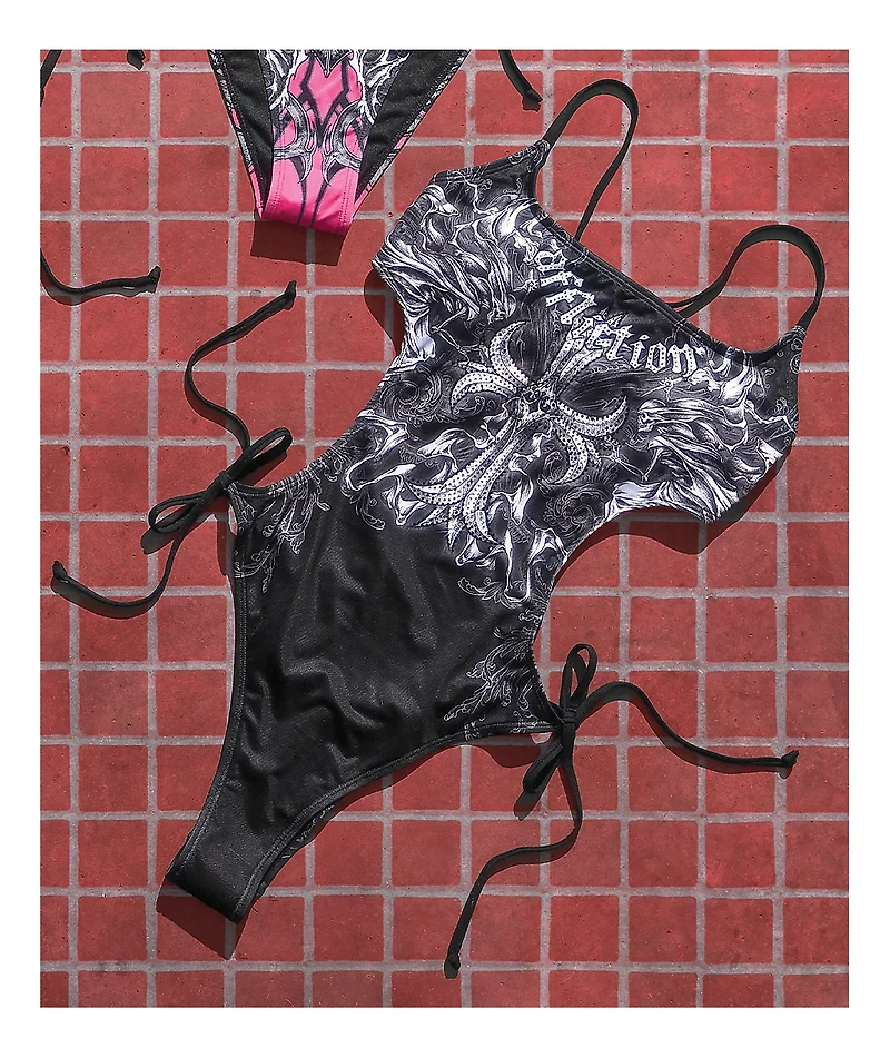 Affliction Jump Black One Piece Swimsuit
