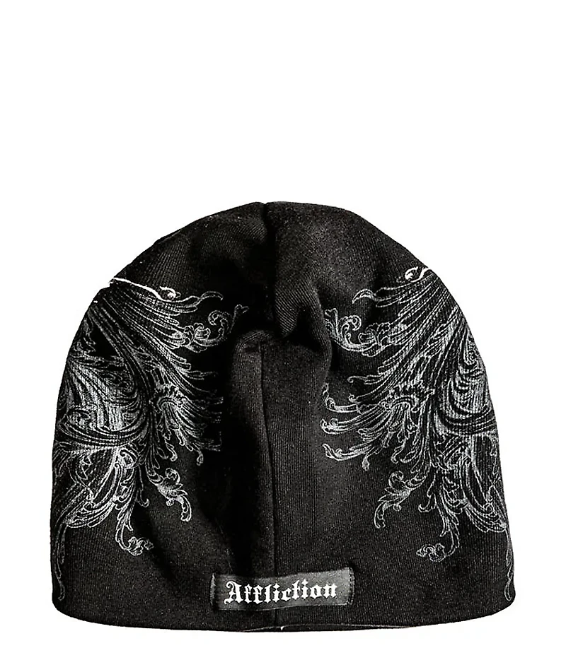 Affliction Jump Black Wash Reversible Skully Beanie