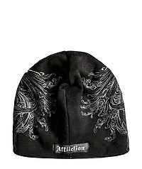Affliction Jump Black Wash Reversible Skully Beanie