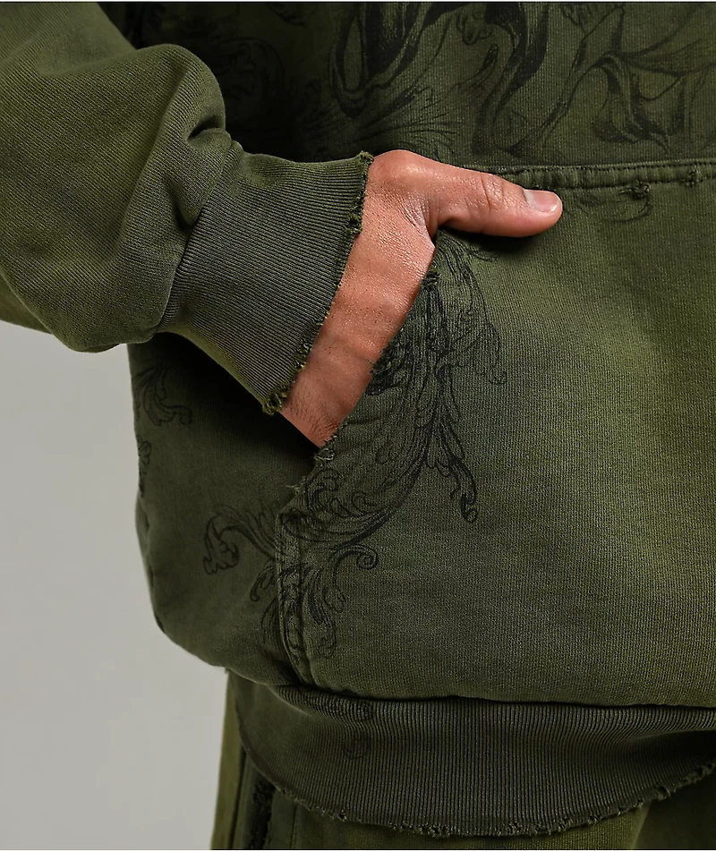 Affliction Jump Green Wash Hoodie