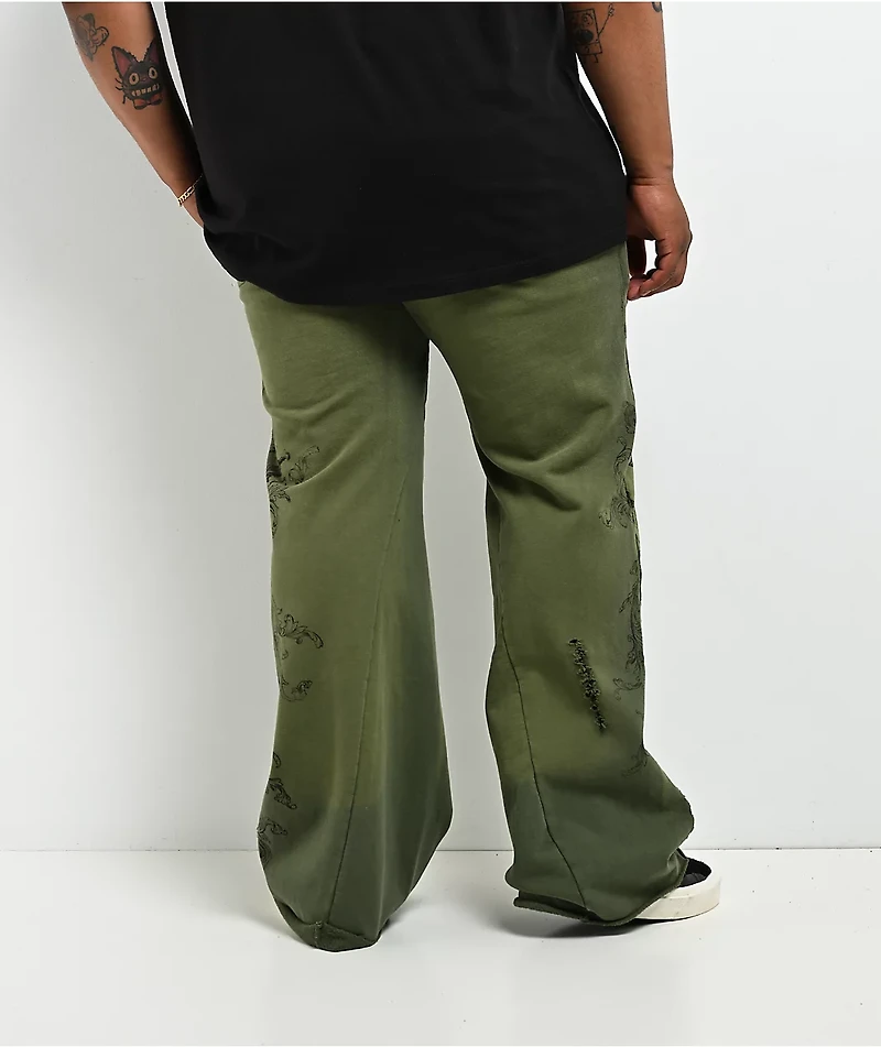 Affliction Jump Green Wash Sweatpants