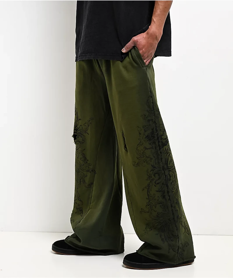 Affliction Jump Green Wash Sweatpants