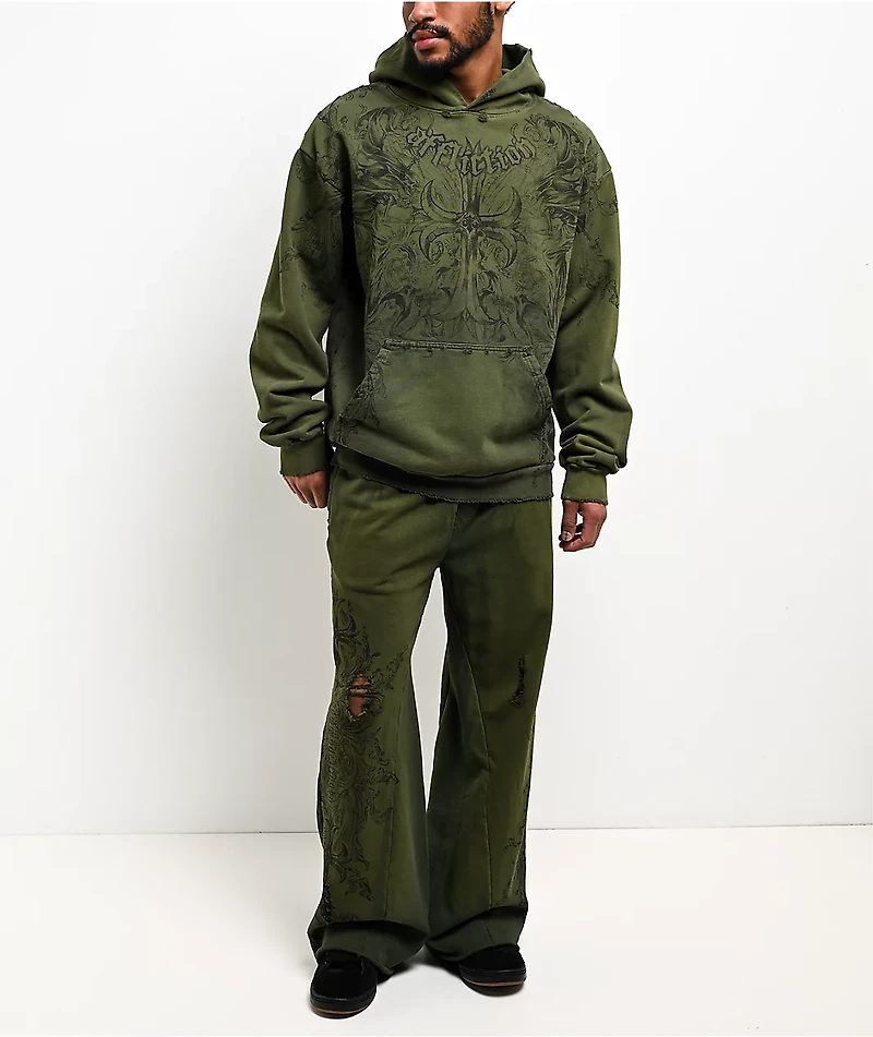 Affliction Jump Green Wash Sweatpants