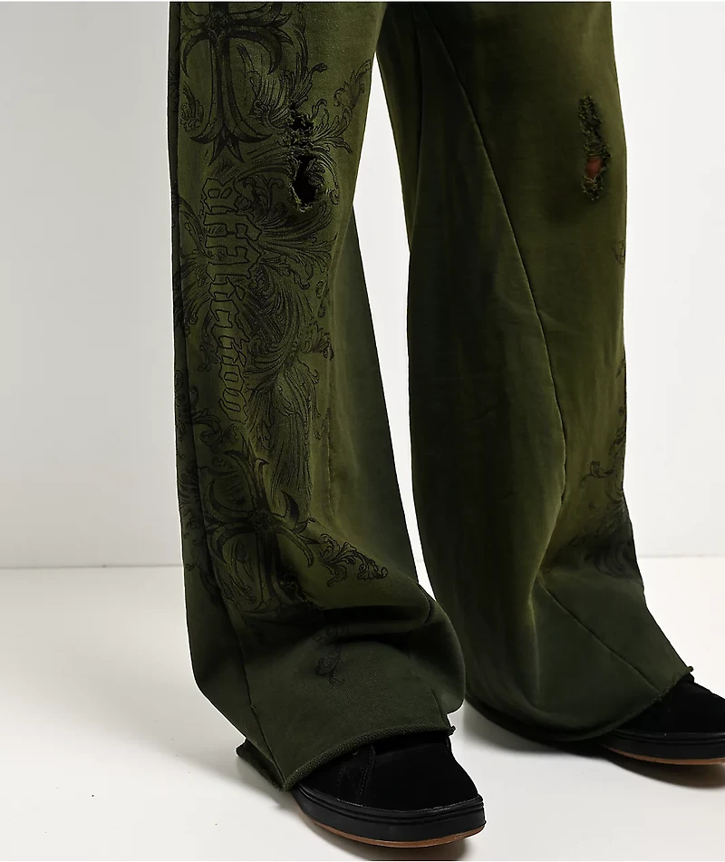 Affliction Jump Green Wash Sweatpants