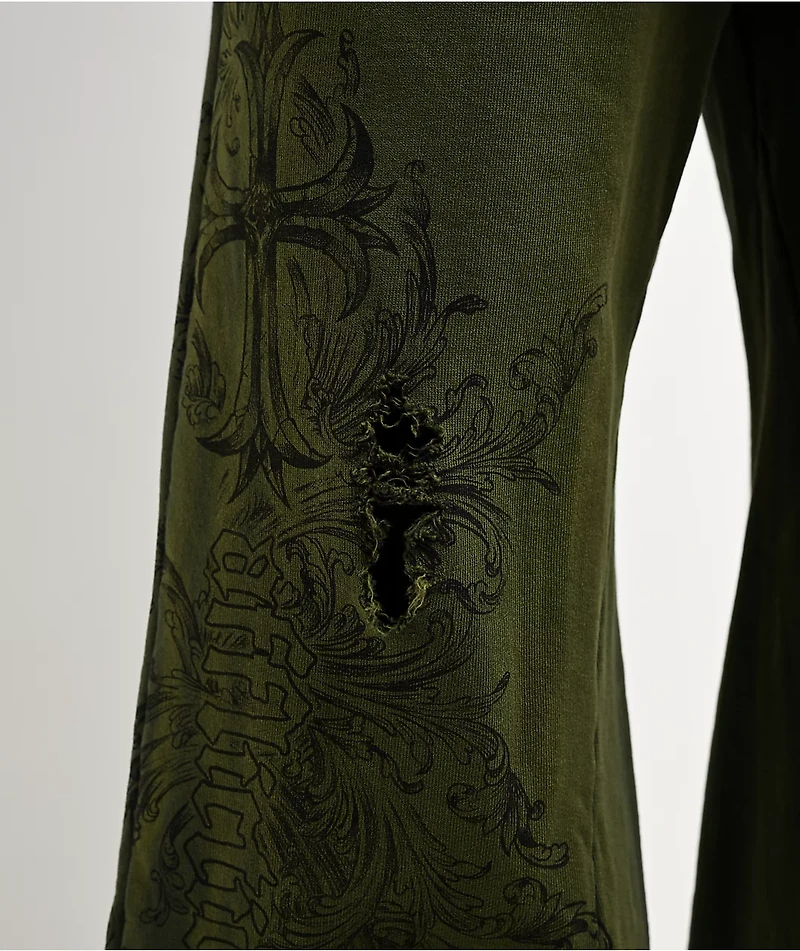 Affliction Jump Green Wash Sweatpants