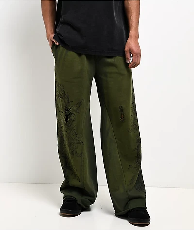 Affliction Jump Green Wash Sweatpants
